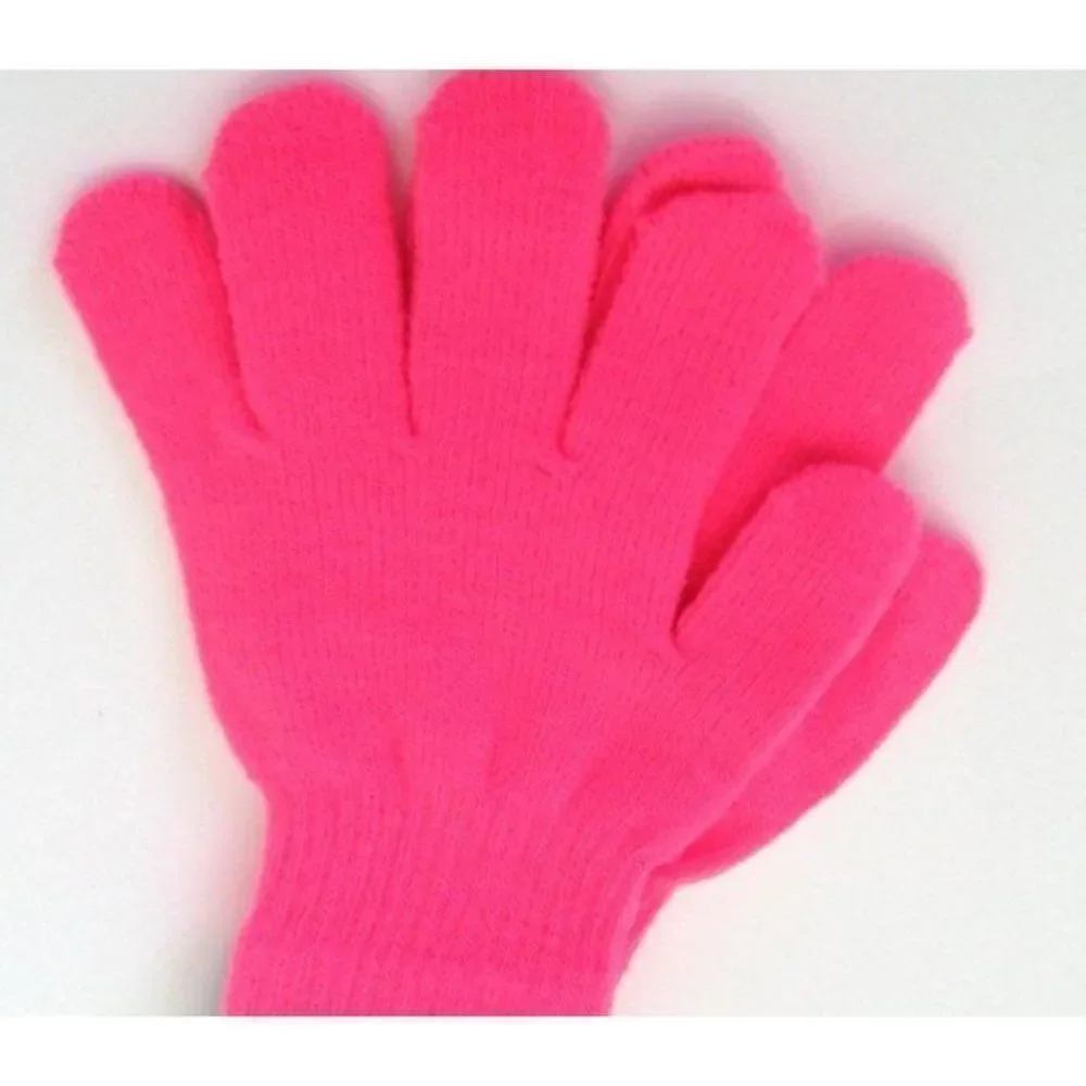 Kid's Girl Neon Pink knitted Winter Gloves Size OS